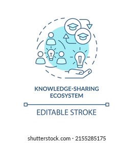 Knowledge-sharing ecosystem turquoise concept icon. Trendy skill to learn abstract idea thin line illustration. Isolated outline drawing. Editable stroke. Arial, Myriad Pro-Bold fonts used