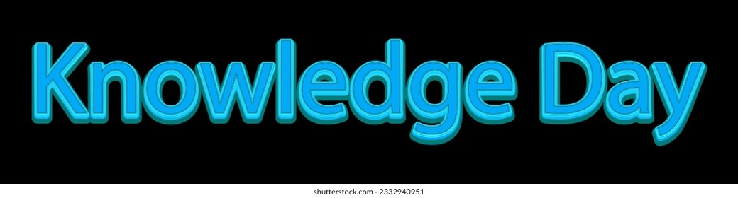 Knowledhe day 3d text, Shcool celebration. Hand lettering, knowledge event. Handwritten inscription with volumetric effect on a black background.