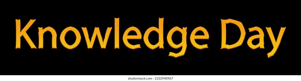 Knowledhe day 3d text, Shcool celebration. Hand lettering, knowledge event. Handwritten inscription with volumetric effect on a black background.