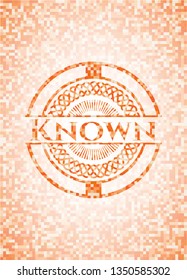 Known abstract emblem, orange mosaic background