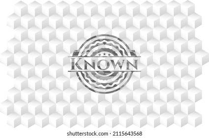 Known grey emblem. Retro with geometric cube white background. 