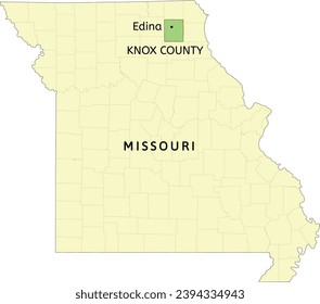 Knox County and city of Edina location on Missouri state map