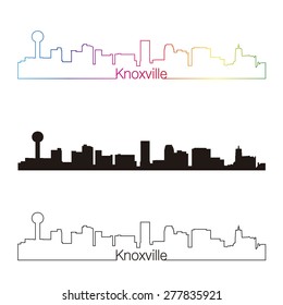 Knoxville skyline linear style with rainbow in editable vector file