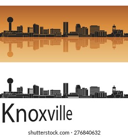 Knoxville skyline in orange background in editable vector file