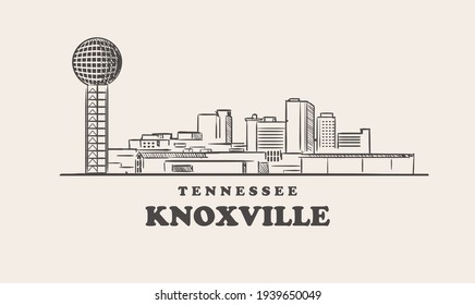 Knoxville skyline, tennessee drawn sketch