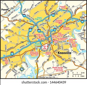 Show Me A Map Of Knoxville Tennessee Knoxville Tennessee Area Map Stock Vector (Royalty Free) 144640439 |  Shutterstock