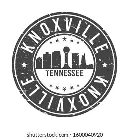 Knoxville Tennessee Skyline. Round Postmark Icon City Design. Vector Landmark Travel.