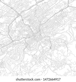 Knoxville, Tennessee, USA, bright outlined vector map with bigger and minor roads and steets created for infographic backgrounds.