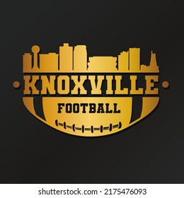 Knoxville, TN, USA American Football Gold Skyline City Silhouette Vector. Symbole im goldenen Design-Stil. Sport America Ball.