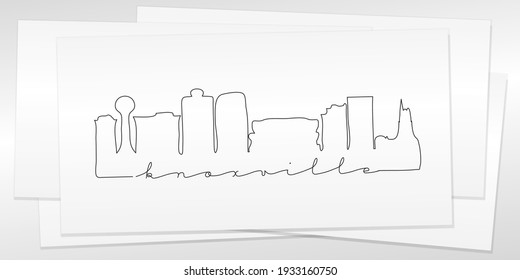 Knoxville, TN, USA Doodle Skyline Hand Drawn. City One Line Art Illustration Landmark. Minimalistic Sketch Pen Background.