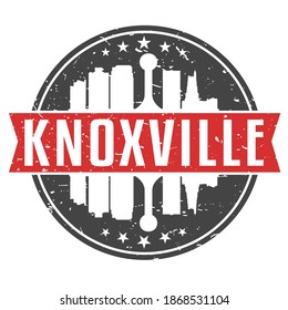 Knoxville, TN, USA Round Travel Stamp. Icon Skyline City Design. Seal Tourism Vector Badge Illustration.