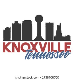 Knoxville, TN, USA Skyline City Vector. Illustration Silhouette with Flag Colors. 