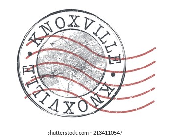 Knoxville, TN, USA Stamp Map Postal. Silhouette Seal Roads and Streets. Passport Round Design. Vector Icon. Design Retro Travel National Symbol.