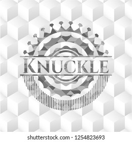 Knuckle grey emblem. Retro with geometric cube white background