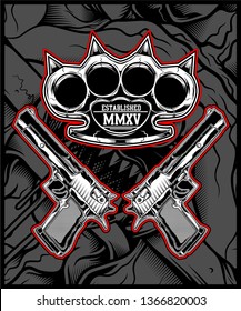 knuckle and gun vector hand drawing