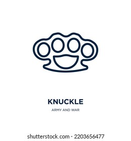 knuckle icon from army and war collection. Thin linear knuckle, fight, weapon outline icon isolated on white background. Line vector knuckle sign, symbol for web and mobile