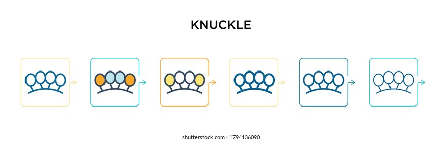Knuckle vector icon in 6 different modern styles. Black, two colored knuckle icons designed in filled, outline, line and stroke style. Vector illustration can be used for web, mobile, ui
