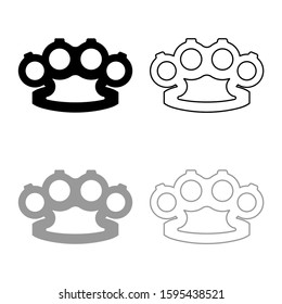 Knuckleduster Knuckles Weapon for hand icon outline set black grey color vector illustration flat style image