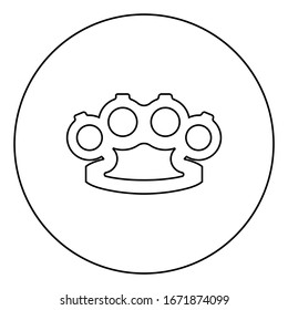 Knuckleduster Knuckles Arma para icono de mano en contorno circular color negro ilustración vectorial estilo plano imagen