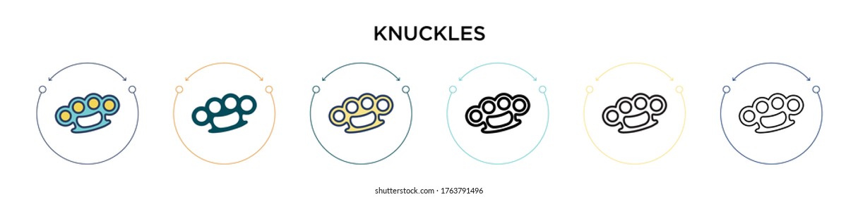 Knuckles icon in filled, thin line, outline and stroke style. Vector illustration of two colored and black knuckles vector icons designs can be used for mobile, ui, web