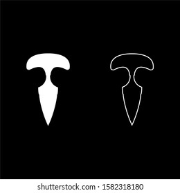 Knuckles knife icon outline set white color vector illustration flat style image