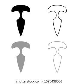 Knuckles knife icon outline set black grey color vector illustration flat style image