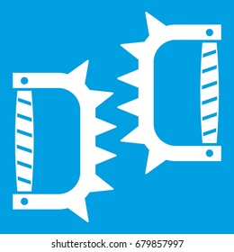Knuckles with spikes icon white isolated on blue background vector illustration