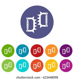 Knuckles with spikes icons set in circle isolated flat vector illustration