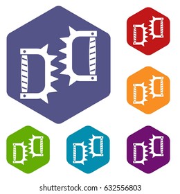 Knuckles with spikes icons set hexagon isolated vector illustration