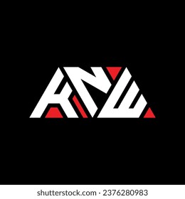 KNW triangle letter logo design with triangle shape. KNW triangle logo design monogram. KNW triangle vector logo template with red color. KNW triangular logo Simple, Elegant, and Luxurious design.
