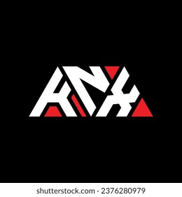 KNX triangle letter logo design with triangle shape. KNX triangle logo design monogram. KNX triangle vector logo template with red color. KNX triangular logo Simple, Elegant, and Luxurious design.