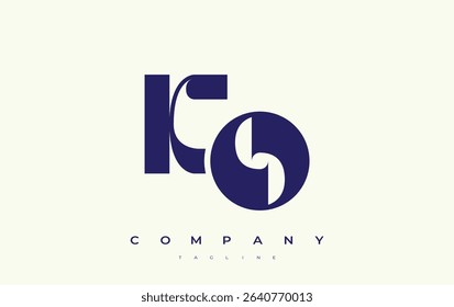 KO Abstract Geometric Logo Design. Modern and elegant logo design with simplistic typography elements, showcasing branding excellence.
