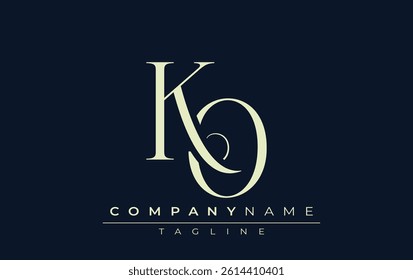 KO abstract Logo. Elegantly Designed Minimalist Monogram Logo with Stylish Lettering. Sophisticated and sleek minimalist monogram showcasing unique lettering design.