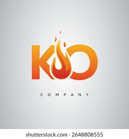KO Creative Fire Letter Logo Design