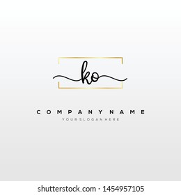 KO handwriting initial logo template vector.