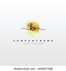 KO handwriting initial logo template vector.