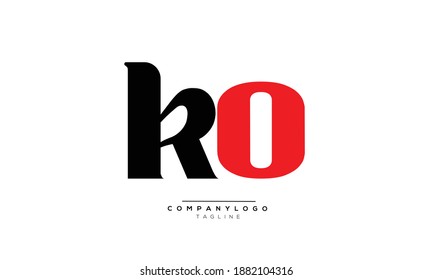Icono de KO diseño de alfabeto de texto con letra monográfica