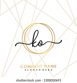 KO Initial Handwriting logo template vector