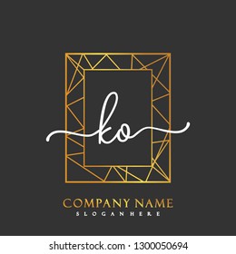 KO Initial Handwriting logo template vector