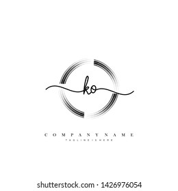 KO initial handwriting logo template vector