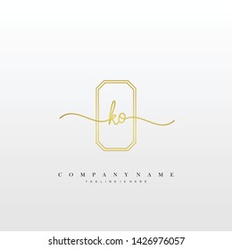 KO initial handwriting logo template vector