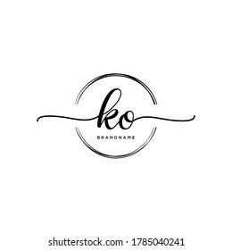 KO Initial handwriting logo vector