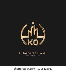 KO Letra inicial Inmobiliaria Casa de lujo Logo Vector arte para empresas, edificios, arquitectura