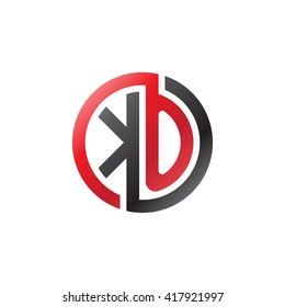 KO initial letters looping linked circle logo black red