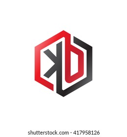 KO initial letters looping linked hexagon logo red black