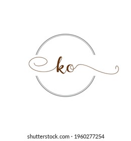 KO Initial Logo Handwriting template letter illustration