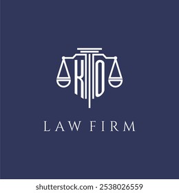 KO initial monogram for lawfirm logo with scales vector image