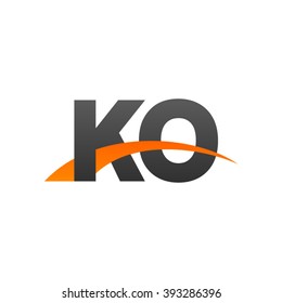 KO initial overlapping swoosh letter logo black orange
