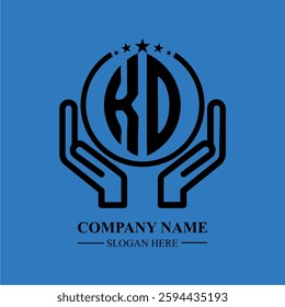 KO initials held within hands, symbolizing trust and protection. The circle represents unity, while stars highlight excellence and ambition.