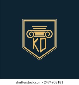 KO Initials Law Firm Logo Lawyer logo with creative law element